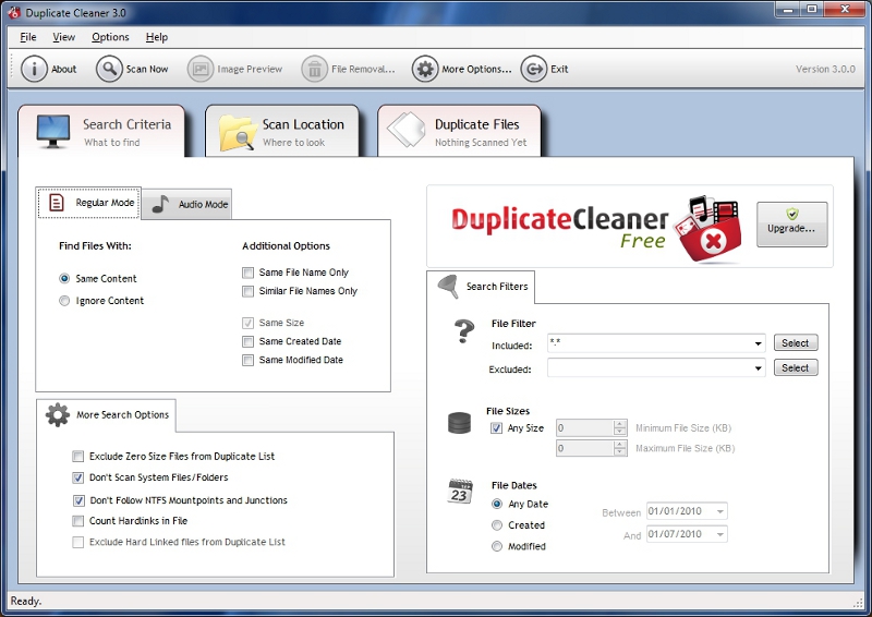Click to view Duplicate Cleaner Free 4.1.0 screenshot