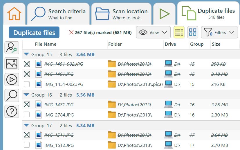 Duplicate file search