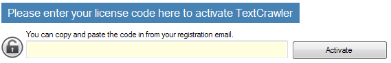 2. Activate TextCrawler with your license key